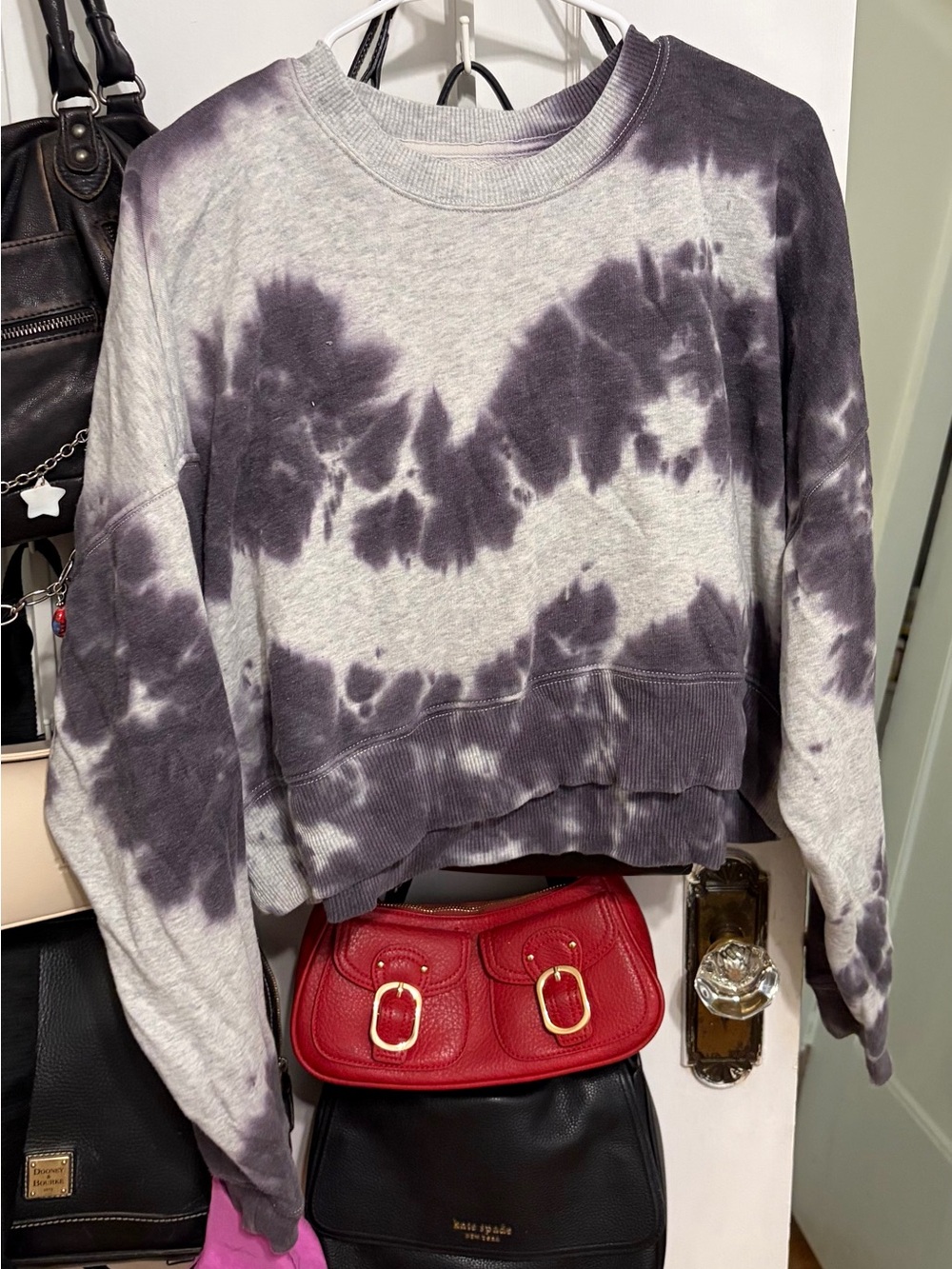 American Eagle Cropped Crew Neck Sweater in TieDye
